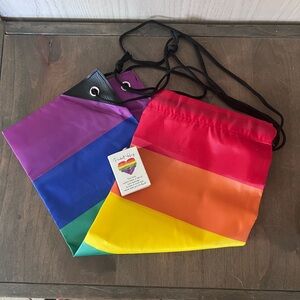 Rainbow Drawstring Bag with FREE GIFT of a Little Pocket Hug